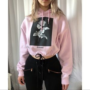 Reworked Cropped Cinched Amour Hoodie Size Medium